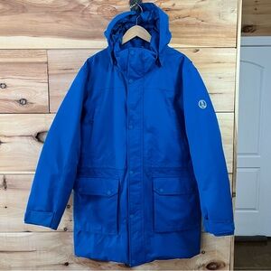 NWT Lands' End Women's Hooded Teal Blue Down Parka w/Removable Faux Fur, Size M